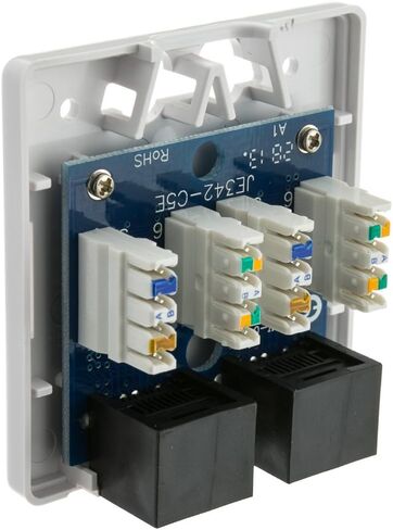 CableWholesale Cat5e صندوق تسرب سطح واحد ، منفذ ثنائي المنفذ ، RJ45 ميناء غير محققين ، أبيض ، لاصق لجدار الجدار in Saudi Arabia