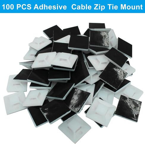 Piutouyar 100 Pack Self Adhesive Cable Tie Mounts, 1 Inch White Zip Tie Mounts Wire Management Holders, Outdoor Cable Organization for Indoor & Outdoor Cable Management (25 x 25 mm) in Saudi Arabia