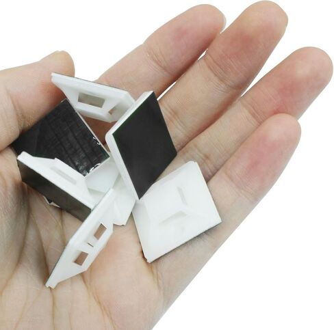 Piutouyar 100 Pack Self Adhesive Cable Tie Mounts, 1 Inch White Zip Tie Mounts Wire Management Holders, Outdoor Cable Organization for Indoor & Outdoor Cable Management (25 x 25 mm) in Saudi Arabia