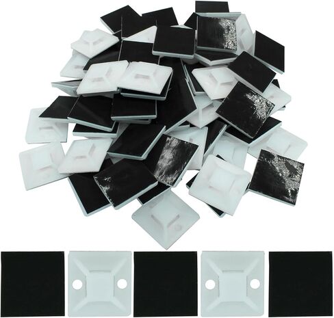 Piutouyar 100 Pack Self Adhesive Cable Tie Mounts, 1 Inch White Zip Tie Mounts Wire Management Holders, Outdoor Cable Organization for Indoor & Outdoor Cable Management (25 x 25 mm) in Saudi Arabia