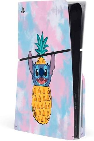 Skinit Decal Gaming Skin Compatible with PS5 Slim Disk Console - Officially Licensed Disney Lilo and Stitch Pineapple Stitch Design in Saudi Arabia