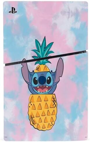 Skinit Decal Gaming Skin Compatible with PS5 Slim Disk Console - Officially Licensed Disney Lilo and Stitch Pineapple Stitch Design in Saudi Arabia
