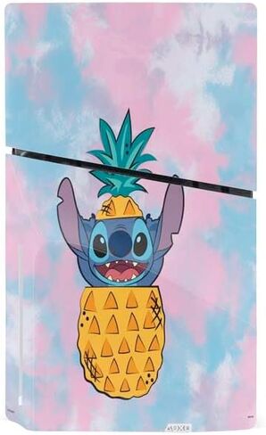 Skinit Decal Gaming Skin Compatible with PS5 Slim Disk Console - Officially Licensed Disney Lilo and Stitch Pineapple Stitch Design in Saudi Arabia