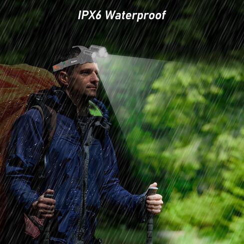 Blukar Head Torch Rechargeable, 8000L Super Bright Headlamp with 3 Lights 5 Modes, 4400mAh Capacity Up to 18hrs Runtime - IPX6 Waterproof Adjustable Focus Headlight for Running, Hiking, Fishing etc. in Saudi Arabia