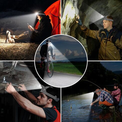 Blukar Head Torch Rechargeable, 8000L Super Bright Headlamp with 3 Lights 5 Modes, 4400mAh Capacity Up to 18hrs Runtime - IPX6 Waterproof Adjustable Focus Headlight for Running, Hiking, Fishing etc. in Saudi Arabia