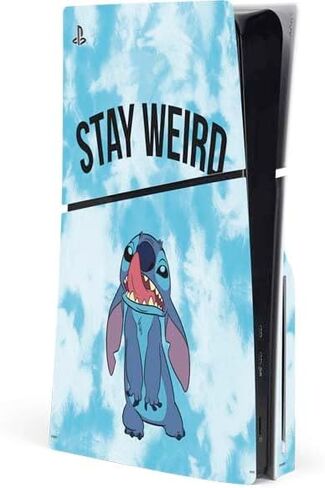 Skinit Decal Gaming Skin Compatible with PS5 Slim Disk Console - Officially Licensed Disney Lilo and Stitch Pineapple Stitch Design in Saudi Arabia