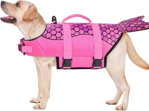 Malier Dog Life Jacket, Ripstop American Flag Dog Life Vest for Swimming Boating, Shark Puppy Lifesaver with High Buoyancy Swimsuit for Small Medium and Large Dogs (Small) in Kuwait