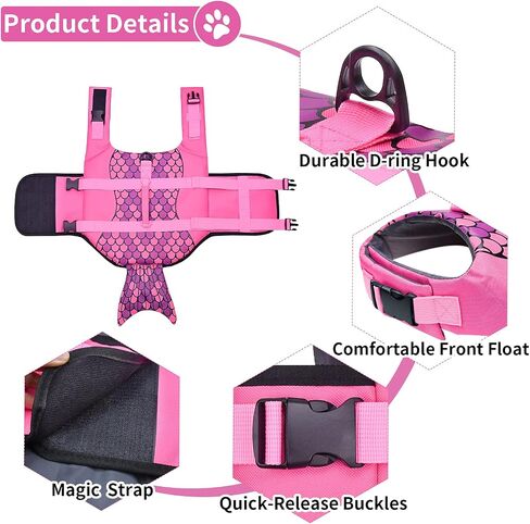 Malier Dog Life Jacket, Ripstop American Flag Dog Life Vest for Swimming Boating, Shark Puppy Lifesaver with High Buoyancy Swimsuit for Small Medium and Large Dogs (Small) in Kuwait