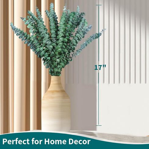 38 قطعة من سيقان الأوكالبتوس المجففة للاستحمام - 17 بوصة نبات دش الأوكالبتوس المحفوظ الحقيقي، فروع الأوكالبتوس الطازجة تترك النباتات الخضراء معلقة، ترتيب الزهور، الزفاف، المنتجعات الصحية المنزلية، حشو المزهرية in Kuwait