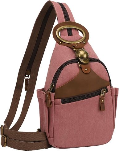 KouLi Buir Canvas Sling bag,Small Crossbody Backpack,Convertible Chest Bag Casual Daypack For Outdoor Cycling Hiking Travel (B3611-Rust Red-N) in Saudi Arabia