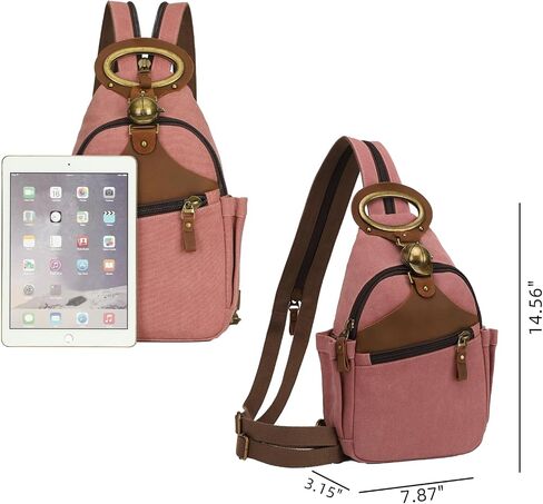 KouLi Buir Canvas Sling bag,Small Crossbody Backpack,Convertible Chest Bag Casual Daypack For Outdoor Cycling Hiking Travel (B3611-Rust Red-N) in Saudi Arabia