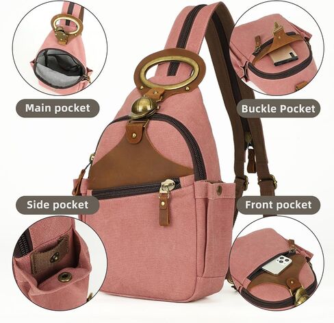 KouLi Buir Canvas Sling bag,Small Crossbody Backpack,Convertible Chest Bag Casual Daypack For Outdoor Cycling Hiking Travel (B3611-Rust Red-N) in Saudi Arabia