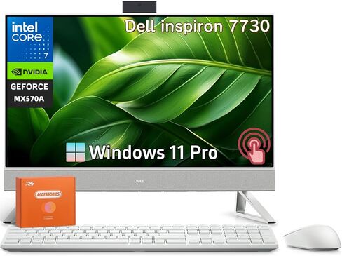 Dell Inspiron 7730 All in One Desktop PC ، 27 "شاشة تعمل باللمس ، Core 7-150U ، 64 GB RAM ، 2 تيرابايت SSD ، NVIDIA GEFORCE MX570A ، Windows 11 Pro & Office Lifetime ، لوحة مفاتيح الماوس اللاسلكية ، W/RH-Accessories in Kuwait