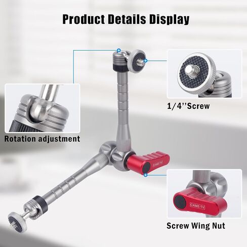 Came-TV 11" Magic Arm Ball Head Mount Adjustable Camera Mount with 360° Rotation, 1/4" Screw for DSLR Cameras, GoPr0, LED Lights, Car Motorcycle Vlogging 61016 in Saudi Arabia