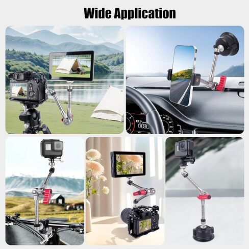 Came-TV 11" Magic Arm Ball Head Mount Adjustable Camera Mount with 360° Rotation, 1/4" Screw for DSLR Cameras, GoPr0, LED Lights, Car Motorcycle Vlogging 61016 in Saudi Arabia