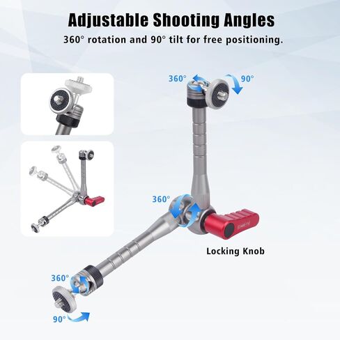 Came-TV 11" Magic Arm Ball Head Mount Adjustable Camera Mount with 360° Rotation, 1/4" Screw for DSLR Cameras, GoPr0, LED Lights, Car Motorcycle Vlogging 61016 in Saudi Arabia