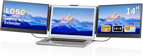 امتداد شاشة الكمبيوتر المحمول - مراقبة محمولة لجهاز الكمبيوتر المحمول مع لوحة IPS 14 بوصة FHD 1080p شاشة ثلاثية لجهاز الكمبيوتر المحمول لنظام التشغيل Windows Mac Office Business Trip (S2) in Kuwait