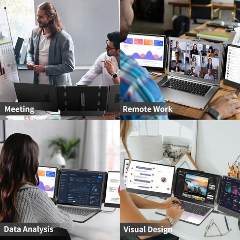 امتداد شاشة الكمبيوتر المحمول - مراقبة محمولة لجهاز الكمبيوتر المحمول مع لوحة IPS 14 بوصة FHD 1080p شاشة ثلاثية لجهاز الكمبيوتر المحمول لنظام التشغيل Windows Mac Office Business Trip (S2) in Kuwait