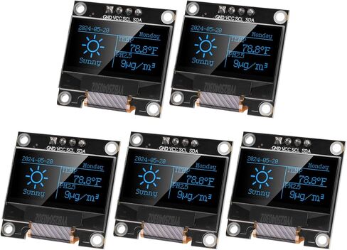 5pcs مسبقًا مسبقًا 0.96 بوصة I2C IIC OLED MODULE 12864 128x64 بكسل SSD1306 لوحة عرض ذاتية إضاءة ذاتية مع حالة وقائية لـ Arduino/Raspberry PI/ESP32 (أبيض) in Kuwait