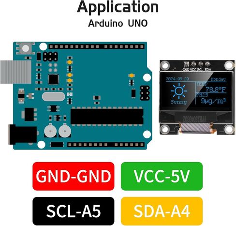 5pcs مسبقًا مسبقًا 0.96 بوصة I2C IIC OLED MODULE 12864 128x64 بكسل SSD1306 لوحة عرض ذاتية إضاءة ذاتية مع حالة وقائية لـ Arduino/Raspberry PI/ESP32 (أبيض) in Kuwait