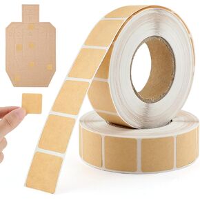 EMVANV 2000pcs/2 Rolls Target Pasters, Square Self-Adhesive Target Stickers for Shooting Range Practice (Brown, Craft Paper)