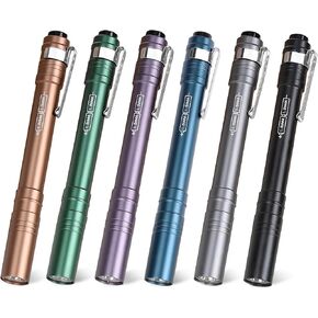 FASTPRO 6-Pack Pen Light, Aluminum LED Penlights with Batteries Included & Pre-Installed, Pocket Pen Flashlight for Inspections, Repairs, Camping and Emergencies