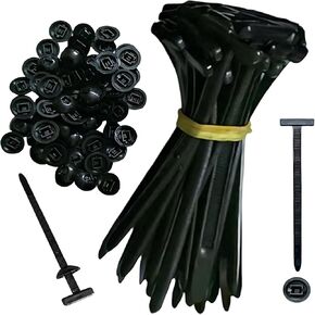 200PCS Universal Cable Tie Buckle,Heavy Duty Self-Locking Zip Ties Holder with Pin & Button,Plastic Cable Ties Tool Fasteners for Car Daily Auto Fixing and Hole Fastening