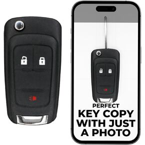 Cut Remote Flip Key Fob Replacement Fits for Chevy GMC Buick Equinox Sonic Trax Terrain Encore 2010 2011 2012 2013 2014 2015 2016 2017 2018 OHT01060512 3 Button