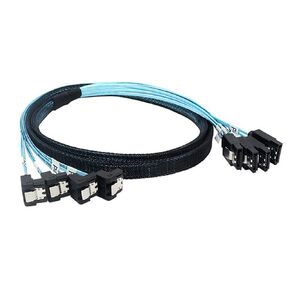 JMT SAS4.0 4*SATA إلى 4*SATA 7P كابل امتداد أنثى لخادم COMPUTER HOST SATA DISK (90 ° ، 50 سم)