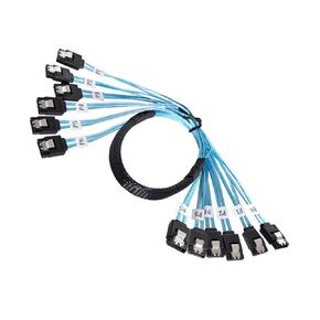 JMT MINI-SAS SAS4.0 6*SATA إلى 6*SATA Extension Cable 7p fult for Server Computer Host Disk SATA (90 ° ، 50 سم)