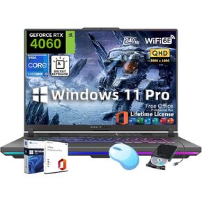 Asus Rog Strix G16 G16 Gaming Captop ، Nvidia Geforce RTX 4060 ، 16 "QHD 240Hz Display ، Intel I9-14900HX (24-core) ، Backlit KB ، W/Office و Office DVD Drive ، Win 11 Pro ، Wi-Fi 6E ، 64GB Ram ، 2TB SSD