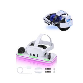 Kawaye Battery Head Strap and Horizontal Charging Dock Bundle (The Charging Dock is Only Compatible with Quest 3)