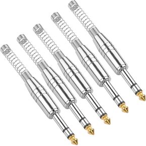YACSEJAO 5Pcs TRS 1/4" Replacement Plug 6.35mm Stereo Male Plug Audio Connector for Microphone Speaker Audio Cable Repair
