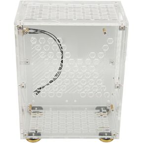 JTLB Mini ITX Case 4.3L with Clear Acrylic Panel, 360 Degree Cooling, Cushioning Foot Pads, Perfect for Flex 1U Power and 2.5in SSD, Compact Mini PC Case (Transparent)
