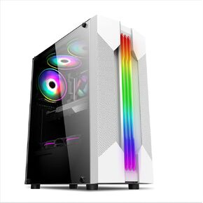 Computer Case Gaming PC Chassis ATX Tower Adjustable I/O & Fully Ventilated Airflow Tempered Glass Medium Upright High Airflow Support Black Without ARGB Fan&360 Water Cooling