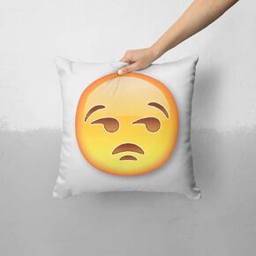 Meh Emoticon Emoji - Custom Decorative Home Decor Indoor or Outdoor Throw Pillow Cover Plus Cushion Set for Sofa, Bed or Couch (Pillow CASE Cover Plus Cushion)