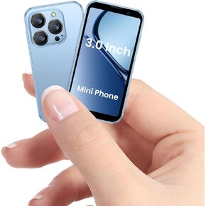 Mini Phone for Kids/Student,3 Inch Display,Face ID/Dual Camera 1000mAh, 3G Unlocked Mini Android Phone 2GB+16GB, Backup Smartphone for Minimalist (Blue)
