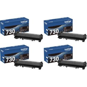Brother Genuine Black Toner Cartridge 4-Pack, TN730, Replacement Black Toner, Page Yield Up to 1,200 Pages Each