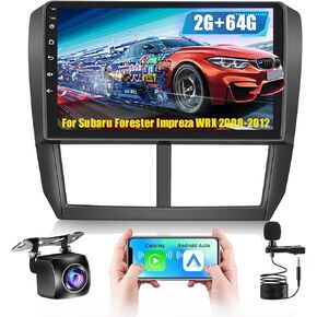 لسيارة Subaru Forester Impreza WRX 2008-2012 Android 13 ستيريو مع Apple Carplay اللاسلكي، 8 Core 4+64GB 9 بوصة IPS شاشة لمس راديو السيارة 59UI GPS Navigation WiFi 32EQ DSP كاميرا احتياطية