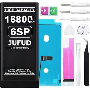 16800mAh Replacement Battery for iPhone 6S Plus, High-Capacity 0 Cycle Li-Polymer Battery - Compatible with Models A1634 A1687 A1699 Includes Full Repair Kit