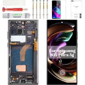 TFT for Samsung S22 Ultra 5g Screen Replacement for Samsung Galaxy S22 Ultra 5g SM-S908U LCD Screen Touch Digitizer Frame for SM-S908U1 Screen Display Black (US Version Without Fingerprint)