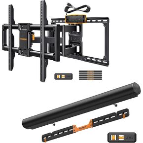 Perlegear Full Motion TV Wall Mount with Power Strip for 42–90 Inch TVs up to 150 lbs PGLF11, Soundbar Wall Mount Compatible with Sonos Arc and Sonos Arc Ultra, PGSM07B
