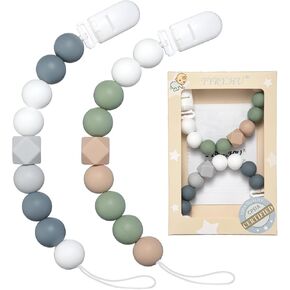 مشبك لهاية للاطفال الاولاد والبنات، حامل لهاية، مشابك بينكي محايدة لهدايا الاطفال، عبوة من قطعتين (بيج، بينك) in Kuwait