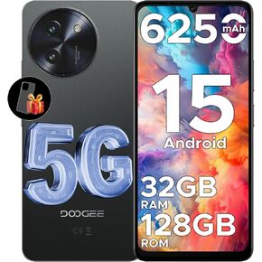 DOOGEE Note 59 5G Android 15 Unlocked Cell Phone,32GB+128GB/TF 2TB Android Phone,6250mAh Battery,6.75" HD+120Hz Smartphone,16MP+8MP,5G Dual SIM Cellphone,NFC/Face Unlock/GPS/OTG/Widevine L1