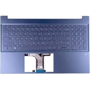 New Replacement for HP 15-EG0067S 15-EH 15-EG 15Z-EH 15T-EG 15-EH1070WM 15-EH0090WM Laptop Upper Case Palmrest Backlit Keyboard Assembly Part No Fingerprint M08920-001 M08912-001 (Blue)