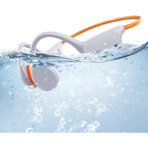 Swimming Waterproof Bone Conduction Headphones Bluetooth 5.3 lPX8 Underwater Waterproof Headphones for Swimming with 32GB MP3 Player Built in Earbuds for Sport Running Cycling Gym (Orange)