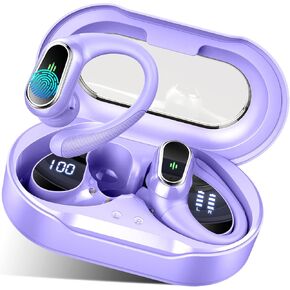 Wireless Earbuds, 2025 Bluetooth 5.4 Headphones Sport, Bluetooth Earbuds with ENC Noise Canceling Mic, 50H Stereo Wireless Headphones IP7 Waterproof with Earhooks, Dual LED Display