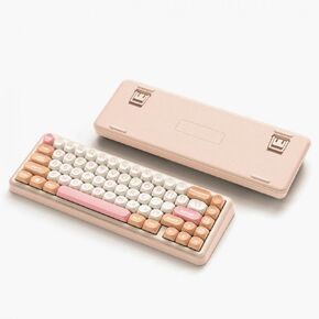 Gasket Mount RGB Wireless Mechanical Keyboard with 3 Modes Creamy Pink Hot Swap Gamer Keyboard Windows and(Blue Grey)