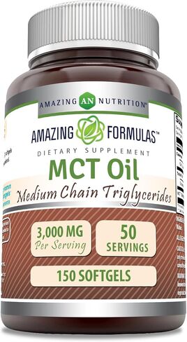 Amazing Formulas MCT Oil 1000 Mg, 300 Softgels (Non-GMO) - Supports Sustained Energy Production* -Thermogenic Metabolism Booster* -Promotes Immune Health in Saudi Arabia
