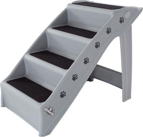 Pet Stairs – Safe and Durable Indoor or Outdoor Ramp with 4 Step Design – Cat or Dog Steps for Home and Vehicle by PETMAKER (Tan) in Saudi Arabia